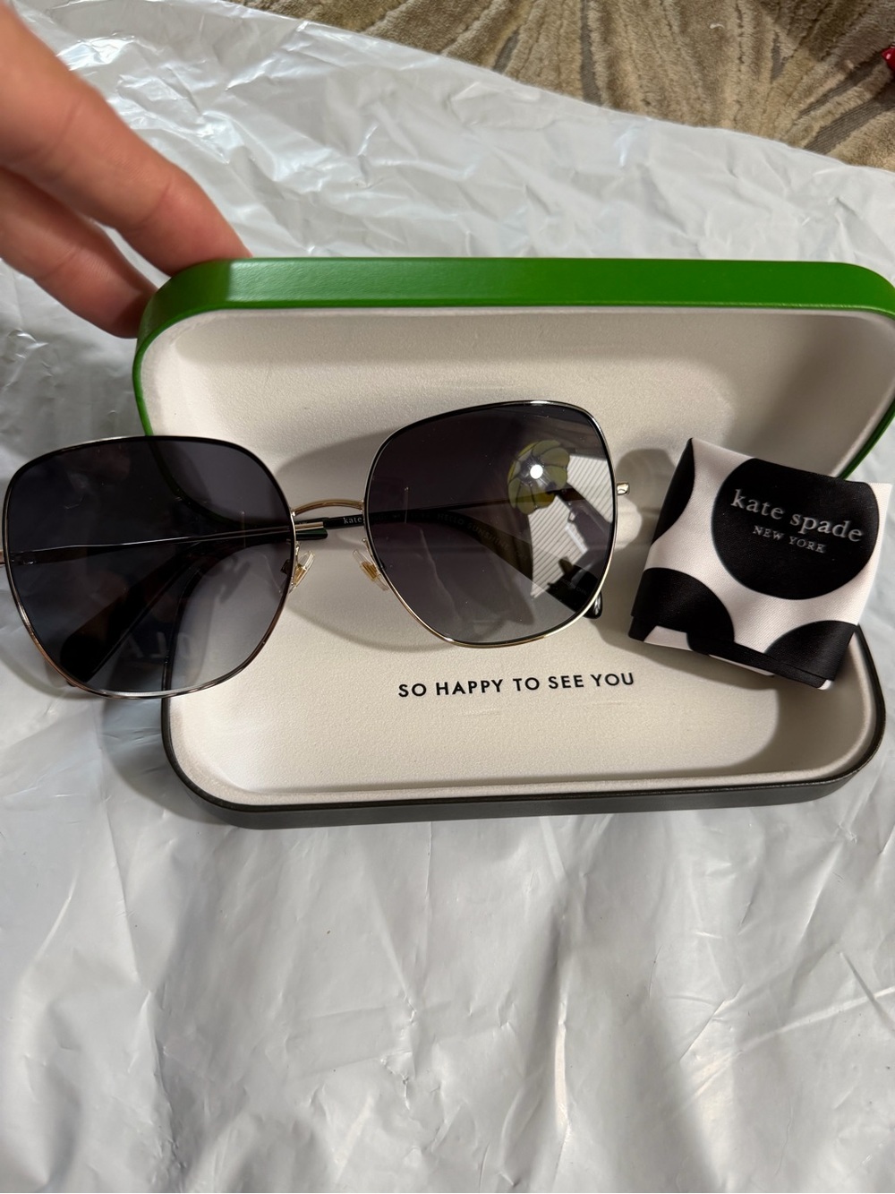 kate spade Black Gradient Square Sunglasses with Gold Frame